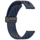 For Amazfit Bip 5 Folding Magnetic Clasp Silicone Watch Band(Dark Blue) - 3