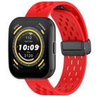 For Amazfit Bip 5 Folding Magnetic Clasp Silicone Watch Band(Red) - 1