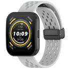 For Amazfit Bip 5 Folding Magnetic Clasp Silicone Watch Band(Light Gray) - 1