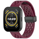 For Amazfit Bip 5 Folding Magnetic Clasp Silicone Watch Band(Wine) - 1