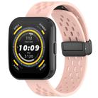 For Amazfit Bip 5 Folding Magnetic Clasp Silicone Watch Band(Pink) - 1