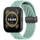 For Amazfit Bip 5 Folding Magnetic Clasp Silicone Watch Band(Teal) - 1