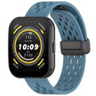 For Amazfit Bip 5 Folding Magnetic Clasp Silicone Watch Band(Blue) - 1