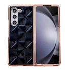 For Samsung Galaxy Z Fold5 5G Plating Plaid PU All-inclusive Shockproof Phone Case(Black) - 1