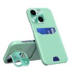 For iPhone 15 Two-Color Invisible Lens Holder Phone Case(Green) - 1
