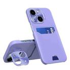 For iPhone 15 Plus Two-Color Invisible Lens Holder Phone Case(Purple) - 1