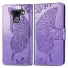 Butterfly Love Flowers Embossing Horizontal Flip Leather Case for LG K50 , with Holder & Card Slots & Wallet & Lanyard(Light purple) - 1