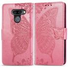 Butterfly Love Flowers Embossing Horizontal Flip Leather Case for LG K50 , with Holder & Card Slots & Wallet & Lanyard(Pink) - 1