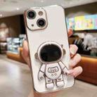 For iPhone 15 Plus Electroplating Astronaut Holder Phone Case(White) - 1