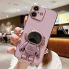 For iPhone 16 Electroplating Astronaut Holder Phone Case(Purple) - 1