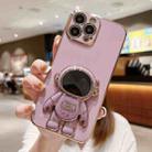 For iPhone 16 Pro Electroplating Astronaut Holder Phone Case(Purple) - 1