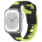 For Apple Watch 9 45mm Double Color Silicone Watch Band(Black+Green) - 1