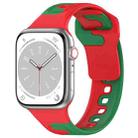 For Apple Watch 9 45mm Double Color Silicone Watch Band(Red+Green) - 1