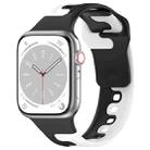 For Apple Watch SE 2023 44mm Double Color Silicone Watch Band(Black+White) - 1