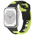 For Apple Watch SE 2023 44mm Double Color Silicone Watch Band(Black+Green) - 1