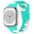 For Apple Watch SE 2023 44mm Double Color Silicone Watch Band(Cyan+White) - 1