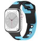 For Apple Watch Ultra 49mm Double Color Silicone Watch Band(Black+Blue) - 1