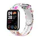 For Xiaomi Mi Band 8 Pro Painted Pattern Silicone Watch Band(Flower+White) - 1