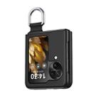 For OPPO Find N3 Flip Silk Ribbon Ring Plain Leather Phone Case(Black) - 1