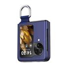 For OPPO Find N3 Flip Silk Ribbon Ring Plain Leather Phone Case(Blue) - 1