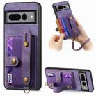 For Google Pixel 7 Pro Retro Cross Wristband Wallet Leather Back Phone Case(Purple) - 1
