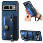 For Google Pixel 7 Pro Retro Cross Wristband Wallet Leather Back Phone Case(Blue) - 1