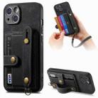 For iPhone 14 Retro Cross Wristband Wallet Leather Back Phone Case(Black) - 1