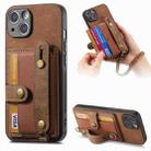 For iPhone 14 Retro Cross Wristband Wallet Leather Back Phone Case(Brown) - 1