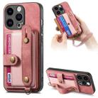 For iPhone 14 Pro Retro Cross Wristband Wallet Leather Back Phone Case(Pink) - 1