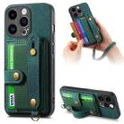 For iPhone 14 Pro Retro Cross Wristband Wallet Leather Back Phone Case(Green) - 1