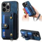 For iPhone 14 Plus Retro Cross Wristband Wallet Leather Back Phone Case(Blue) - 1