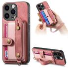 For iPhone 15 Pro Max Retro Cross Wristband Wallet Leather Back Phone Case(Pink) - 1