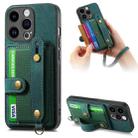 For iPhone 15 Pro Max Retro Cross Wristband Wallet Leather Back Phone Case(Green) - 1