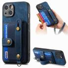 For iPhone 15 Retro Cross Wristband Wallet Leather Back Phone Case(Blue) - 1