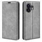 For Nothing Phone 2 Retro-skin  Magnetic Suction Leather Phone Case(Grey) - 1