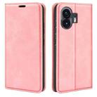 For Nothing Phone 2 Retro-skin  Magnetic Suction Leather Phone Case(Pink) - 1