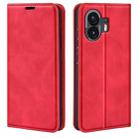 For Nothing Phone 2 Retro-skin  Magnetic Suction Leather Phone Case(Red) - 1