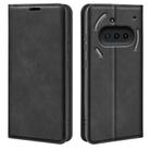 For Nothing Phone 3a Retro-skin  Magnetic Suction Leather Phone Case(Black) - 1