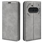 For Nothing Phone 3a Retro-skin  Magnetic Suction Leather Phone Case(Grey) - 1