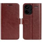 For Xiaomi Redmi Note 13 Pro+ R64 Texture Horizontal Flip Leather Phone Case(Brown) - 1