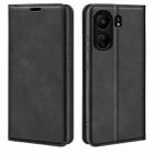 For Xiaomi Redmi 13C Retro-skin Magnetic Suction Leather Phone Case(Black) - 1