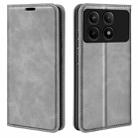 For Xiaomi Redmi K70E Retro-skin Magnetic Suction Leather Phone Case(Grey) - 1