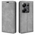 For Xiaomi Redmi Note 13 4G Retro-skin Magnetic Suction Leather Phone Case(Grey) - 1