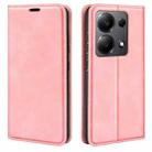 For Xiaomi Redmi Note 13 4G Retro-skin Magnetic Suction Leather Phone Case(Pink) - 1