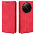 For Xiaomi Redmi A3 Retro-skin Magnetic Suction Leather Phone Case(Red) - 1