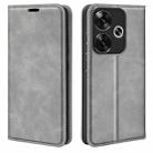 For Xiaomi Redmi Turbo 3 Retro-skin Magnetic Suction Leather Phone Case(Grey) - 1