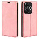 For Xiaomi Redmi Turbo 3 Retro-skin Magnetic Suction Leather Phone Case(Pink) - 1