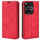 For Xiaomi Redmi Turbo 3 Retro-skin Magnetic Suction Leather Phone Case(Red) - 1