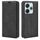 For Xiaomi Redmi Note 13R Retro-skin Magnetic Suction Leather Phone Case(Black) - 1