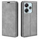 For Xiaomi Redmi Note 13R Retro-skin Magnetic Suction Leather Phone Case(Grey) - 1